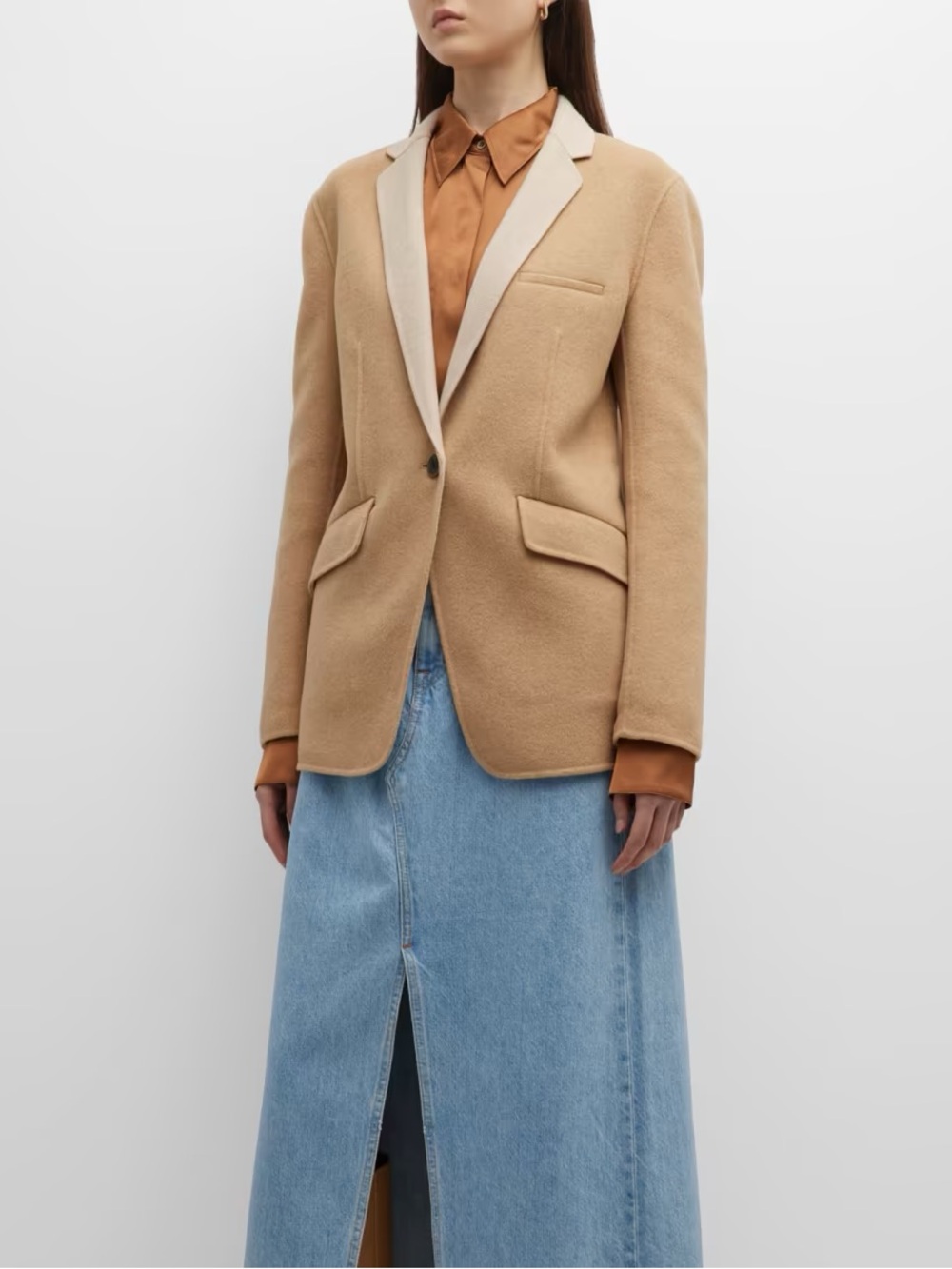 Rag & Bone || Margot Wool-Blend Blazer Contrast Lapel Brown Tan 6